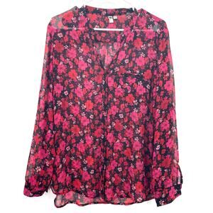 Kut From The Kloth Women's Sheer Floral Blouse, Sz. L Fairy Whimsygoth‎